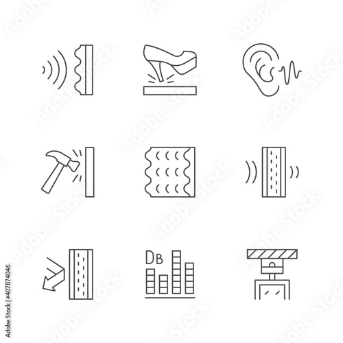 Set line icons of soundproofing
