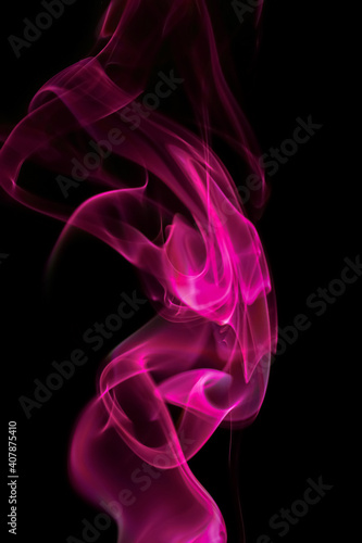 swirling movement of pink smoke group, abstract line Isolated on black background