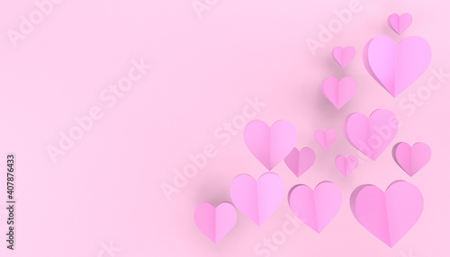 Heart Shaped Objects over Pink Background. 3D Render © castorStock