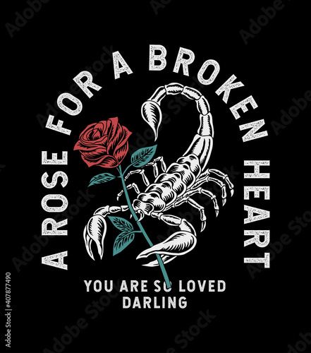 Hand drawn scorpion illustration. Vector graphics for t-shirt prints and other uses.