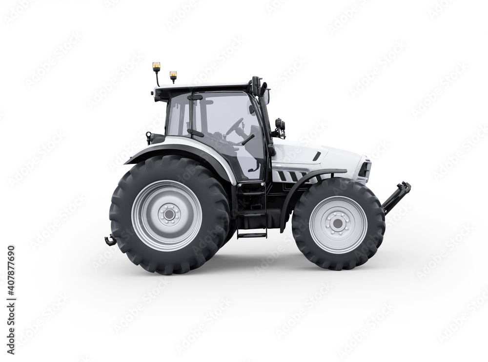 3d rendering tractor side view isolated on white background with shadow 3d rendering tractor side view isolated on white background with shadow
