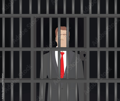 Businessman in prison. vector illustration