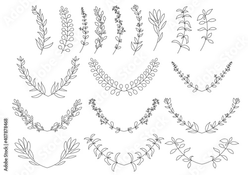 植物線画　詰め合わせ　ベクター素材