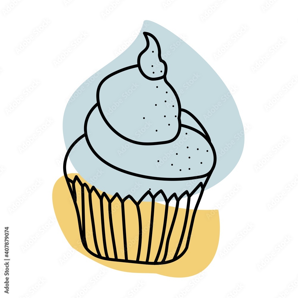 Cupcake doodle icon for web and kitchen wear Cupcake doodle icon for web and kitchen wear