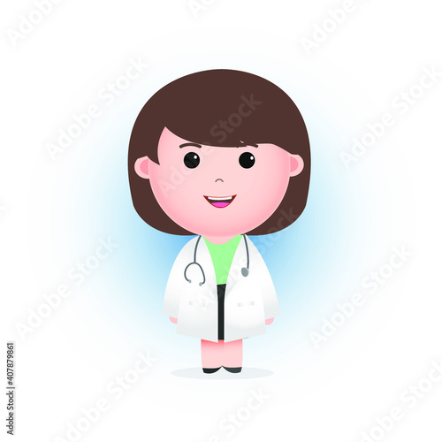 Cute Female Doctor Illustration Vector