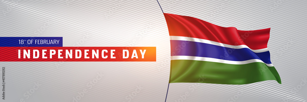 Fototapeta premium Gambia happy independence day greeting card, banner vector illustration