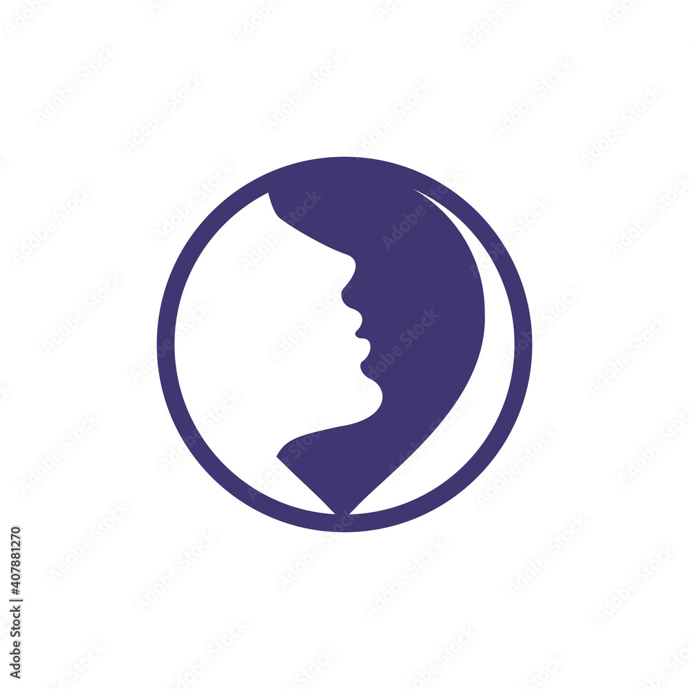 Woman place vector logo design. Feminine pin logo design template.