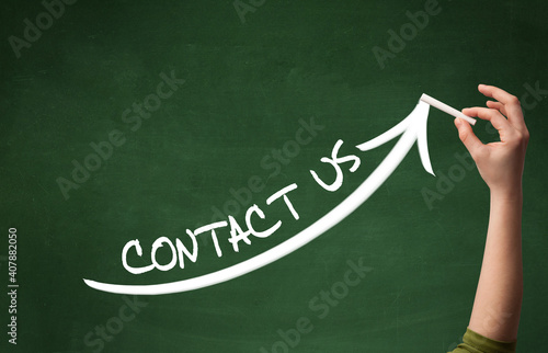 Wallpaper Mural Hand drawing CONTACT US inscription with white chalk on blackboard, business concept Torontodigital.ca