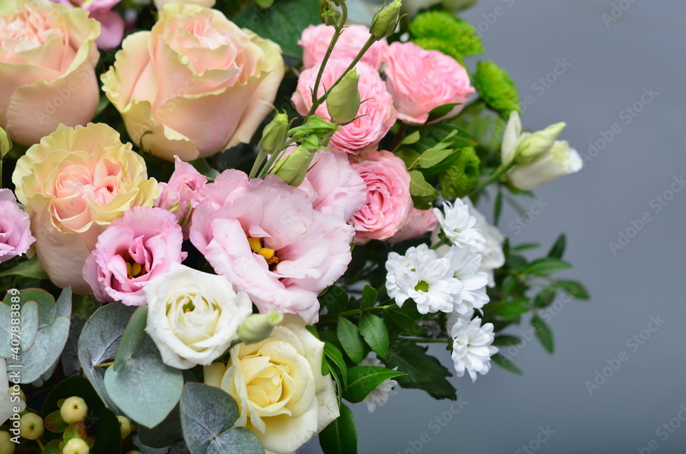 fresh flowers in paper boxes