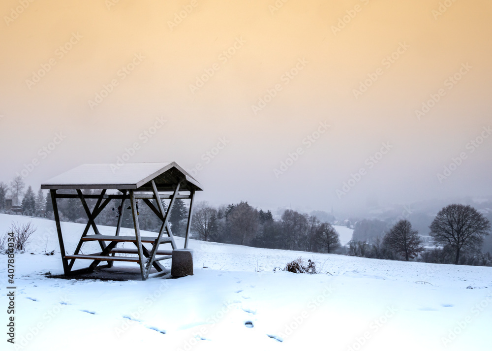 winterliche Aussicht im Vogtland Sachsen, Deutschland