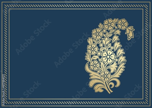 wedding template design, paisley floral motif , India	