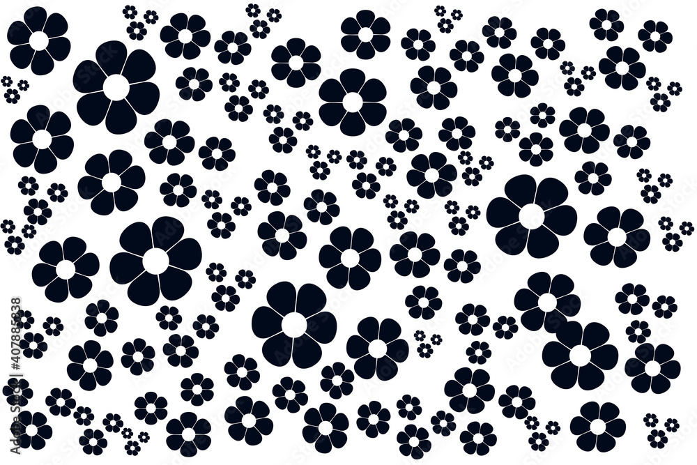 Black and white flowers pattern. Black and white flowers pattern.