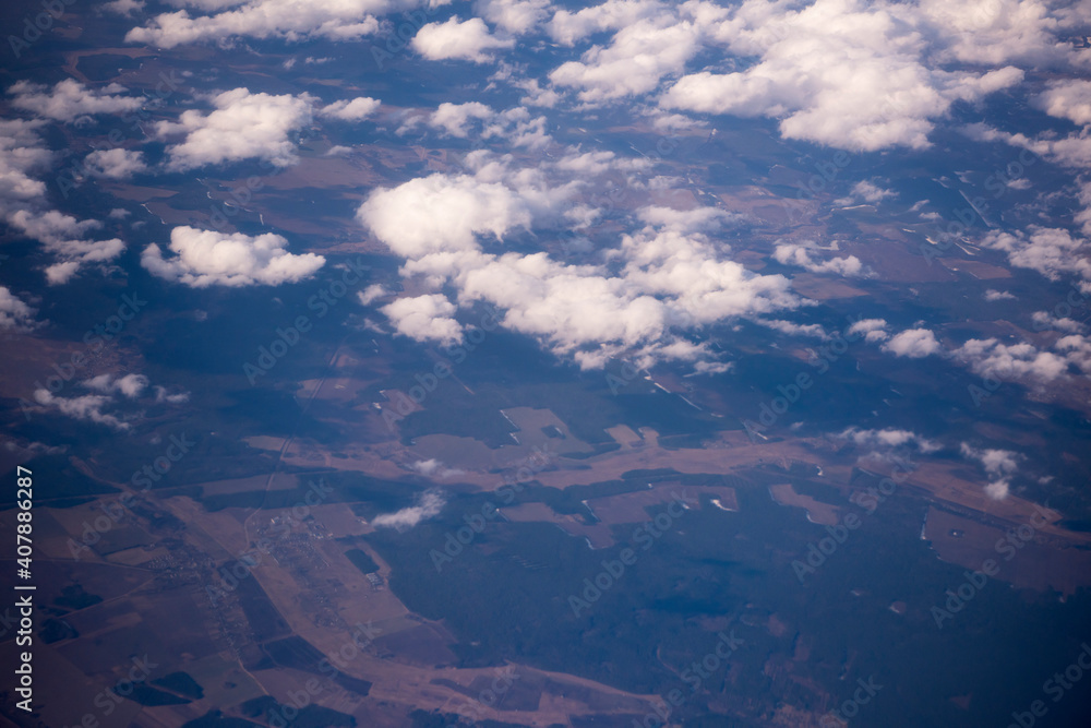 View of the clouds over Europe from the aircraft View of the clouds over Europe from the aircraft
