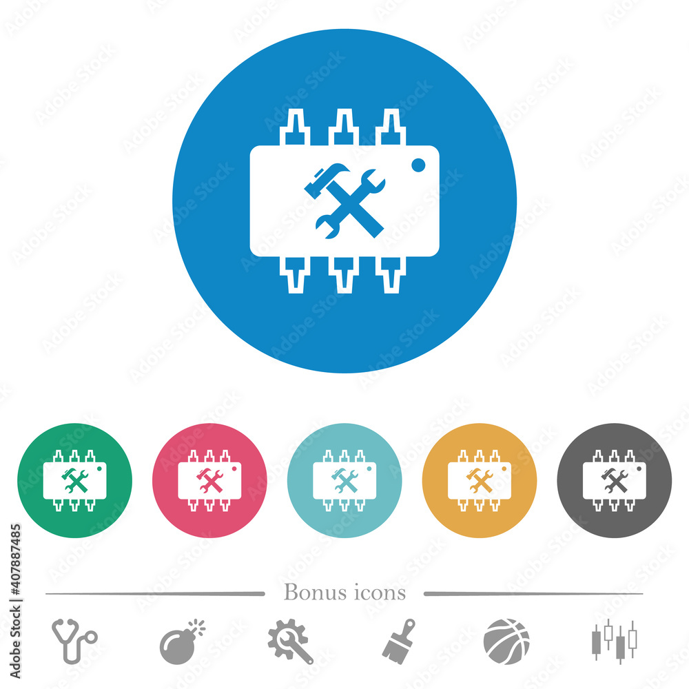 Hardware maintenance flat round icons Hardware maintenance flat round icons