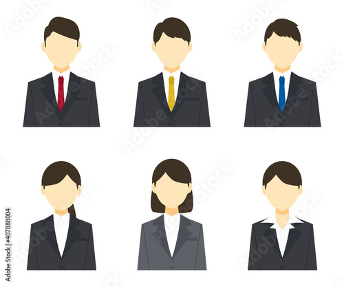 日本の就活生・新入社員の人物イラストセット