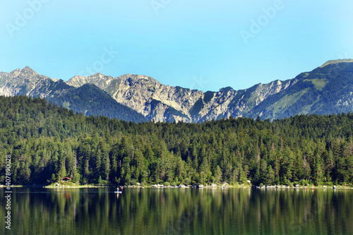 beautiful view of alps with lake