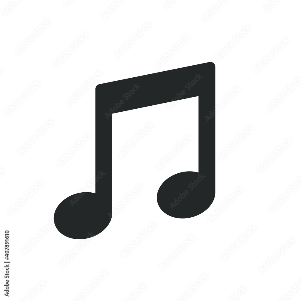 Note vector icon. Sheet music symbol. Song melody sign. Application and web interface button. Silhouette image. Note vector icon. Sheet music symbol. Song melody sign. Application and web interface button. Silhouette image.