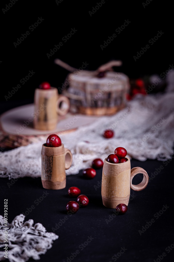 Cup with fresh cranberries Cup with fresh cranberries