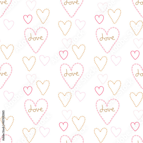 Seamless pattern of sweet hearts on a white background.