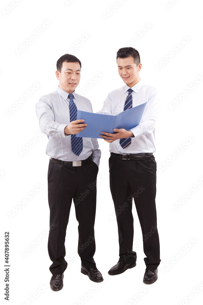 Two business men holding a folder Two business men holding a folder