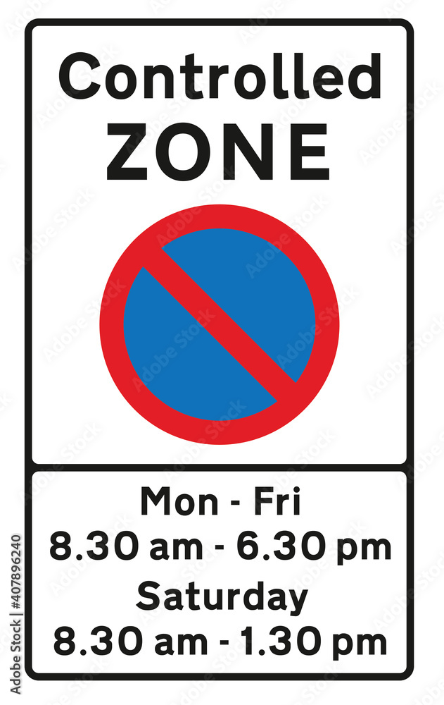 Entrance to controlled parking zone sign Stock Illustration Adobe Stock
