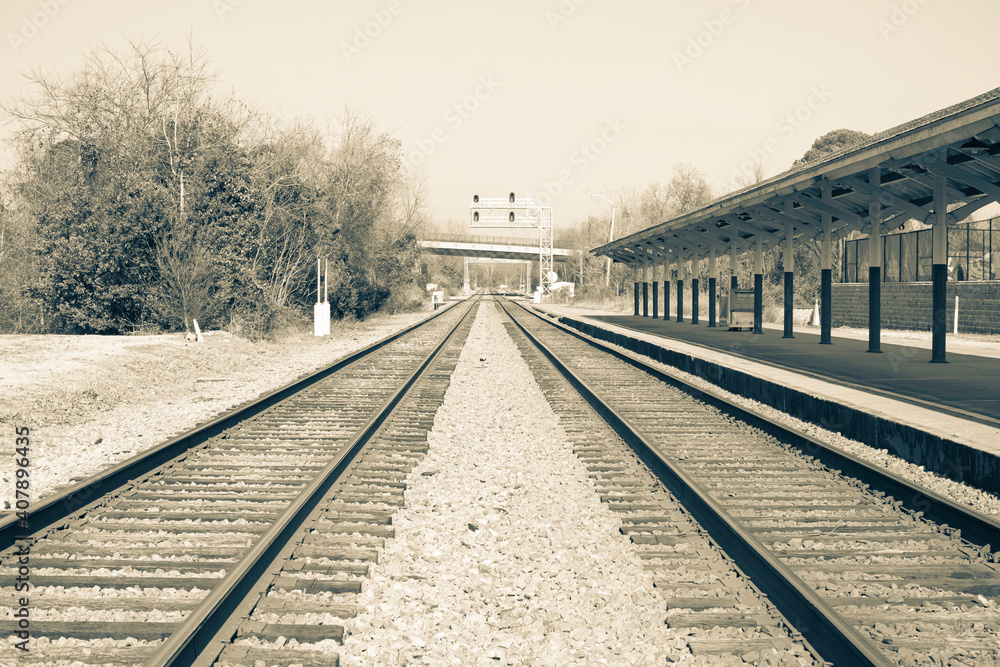 Fototapeta premium railroad station with tracks