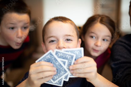 kids playing cards
