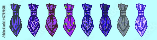 set of cravat cartoon icon design template with various models. vector illustration isolated on blue background