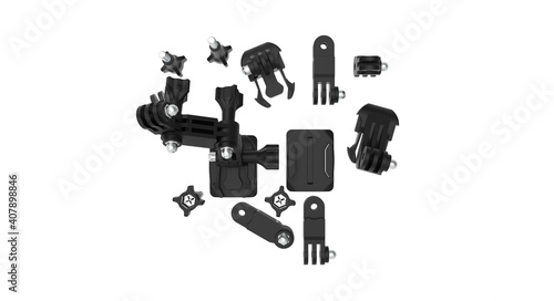 Action camera mount accessories fitting kit plastic mounts for modern action cameras
