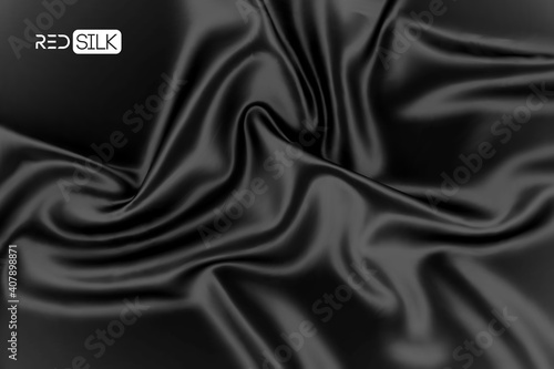 Mesh Black silk in realistic style. Black background fabric design. Realistic vector EPS 10