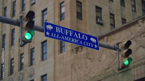 Buffalo, New York downtown street sign All America City
