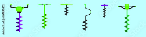 set of auger cartoon icon design template with various models. vector illustration isolated on blue background