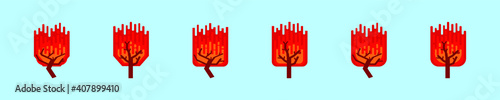 set of burning bush cartoon icon design template with various models. vector illustration isolated on blue background