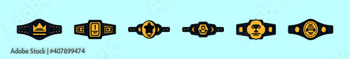 set of championship belt cartoon icon design template with various models. vector illustration isolated on blue background