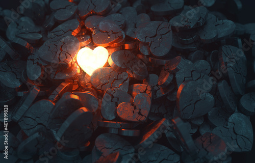 Glowing Heart with Broken Hearts photo
