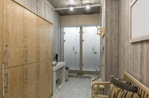 Modern shower room interior with wardrobes © warloka79