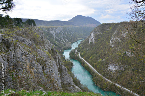 Beautiful scenery of Una river in the canyon in Bosnia and Herzegovina