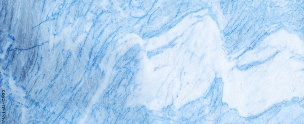 Marbled background banner panorama - High resolution abstract white blue Carrara marble granite polished natural stone texture