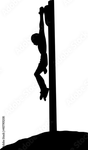 Vector Silhouette of Jesus crucifixion isolated on white background. 