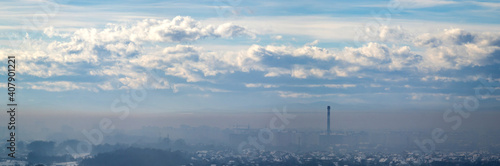 Ivano-Frankivsk city in haze on a winter day © onyx124