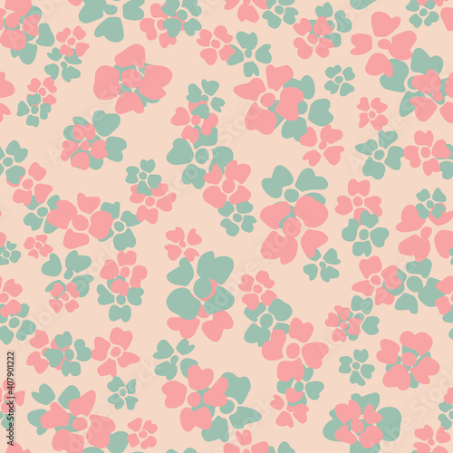 Wallpaper Mural Modern retro vector floral seamless pattern in pastel colors with beige background. Torontodigital.ca