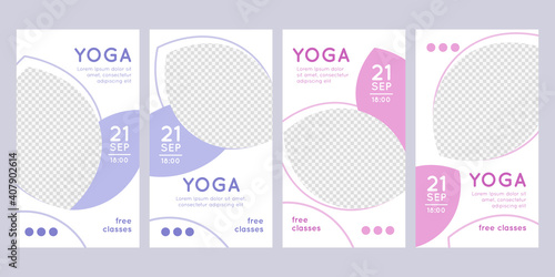 Yoga social media stories set.