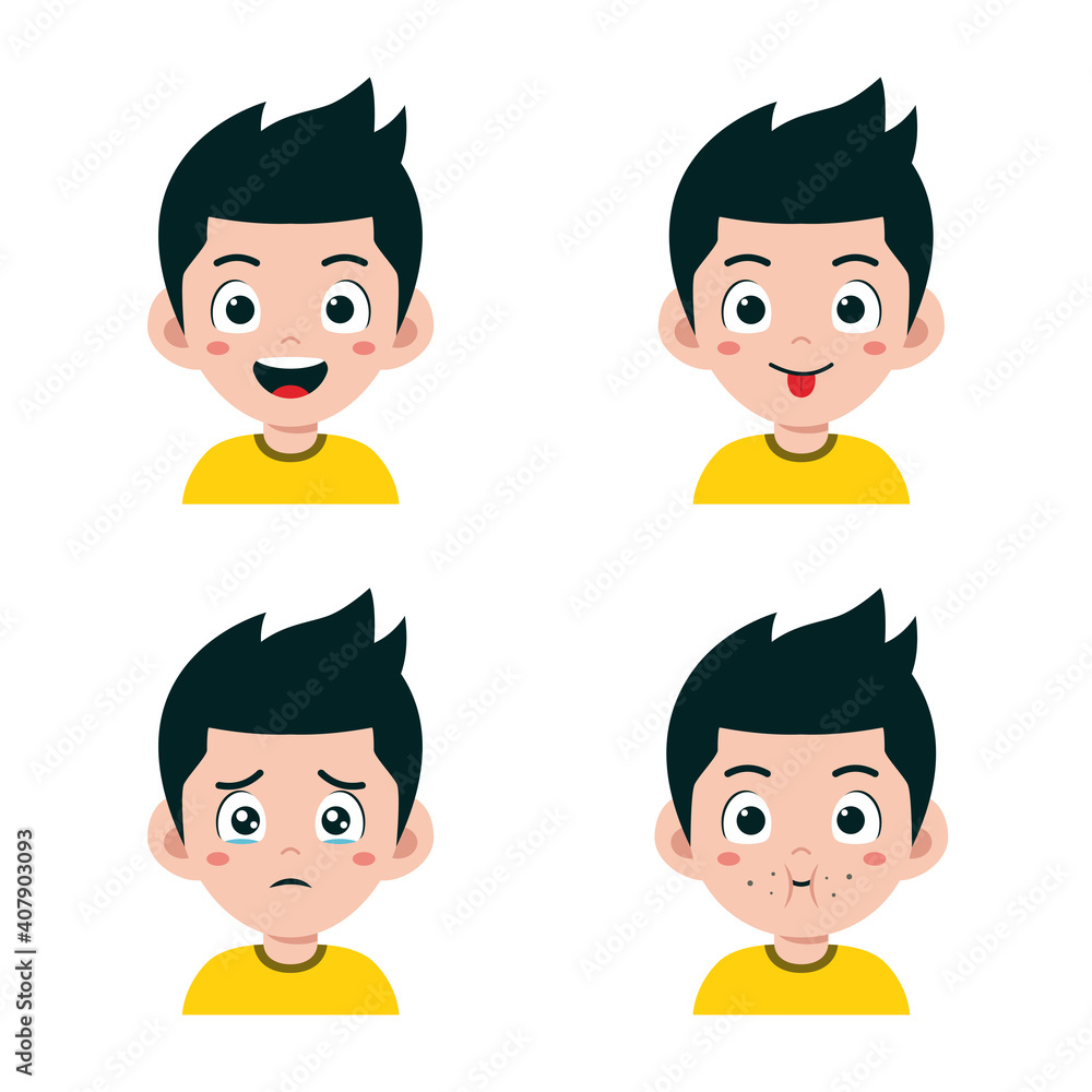 Four vector illustration of child's face Four vector illustration of child's face