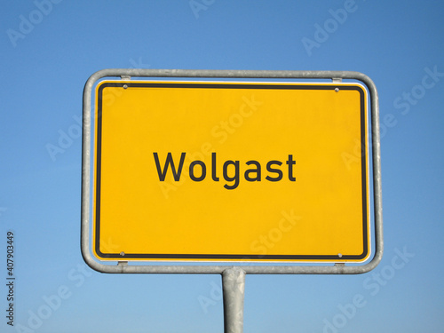 Ortsschild Wolgast photo