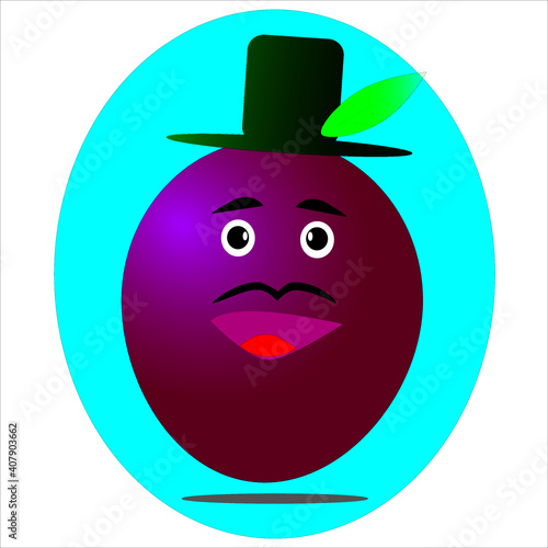 Icon and Ilustrasions of fruits shaped like cowboys with a smilling appearance and cute looks photo