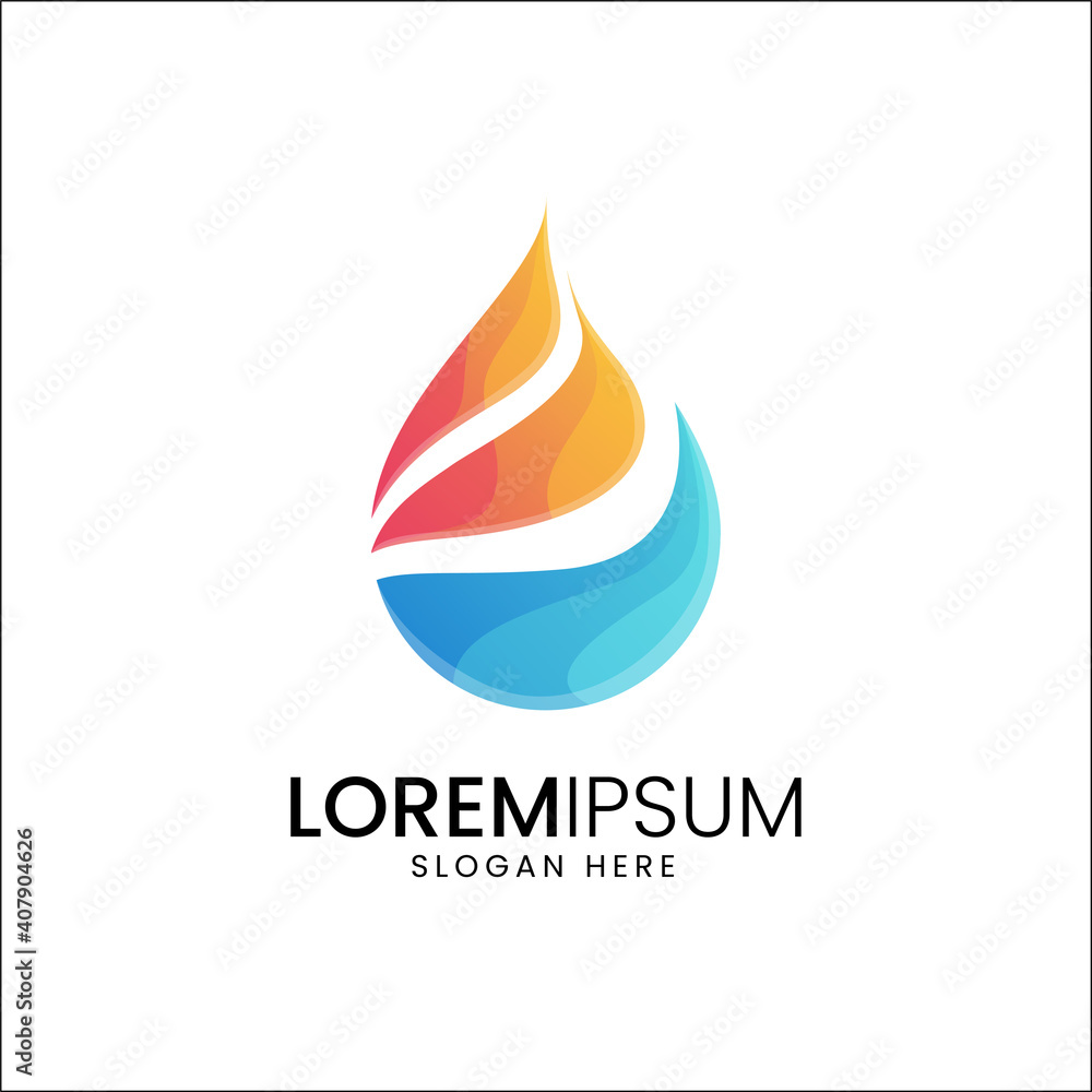 Fire water logo design Fire water logo design