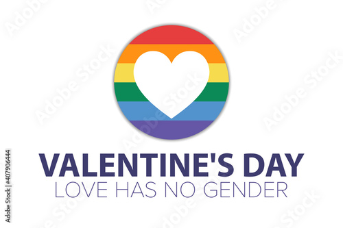 Happy Valentine's Day. LGBT. Rainbow flag. Template for background, banner, card, poster with text inscription. Vector EPS10 illustration.
