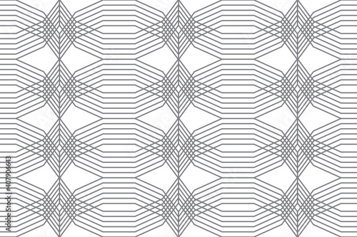 Seamless, abstract background pattern made with repeated lines forming polygonal shapes (octagons). Modern, simple vector art.
