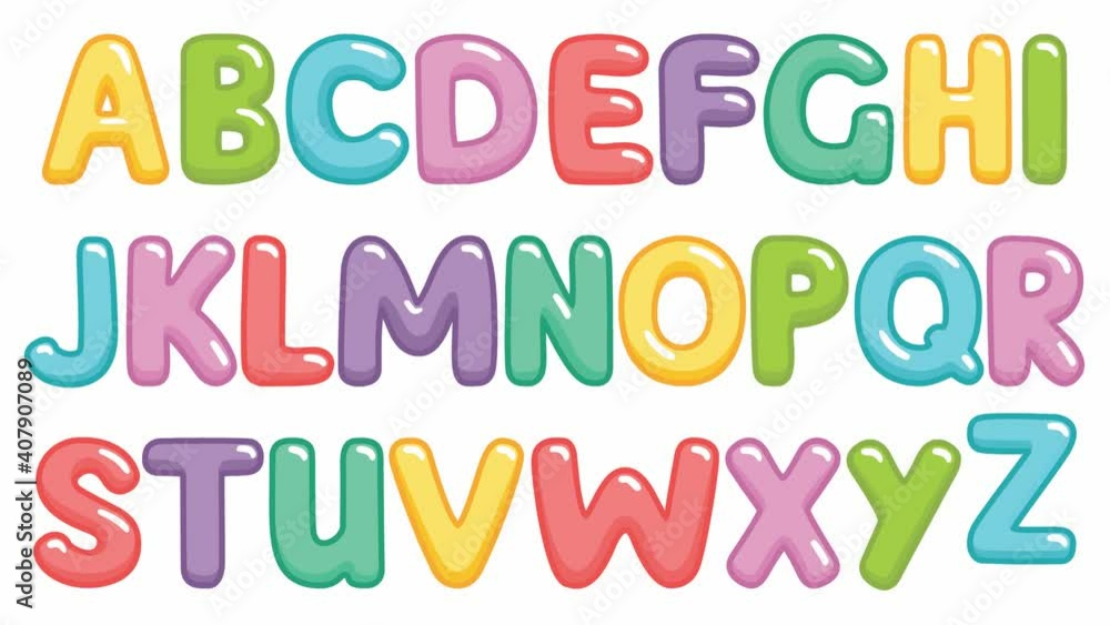 Animated fаunny children font with color letters. Video of colorful alphabet on a white background. Bright vector illustration. Animated fаunny children font with color letters. Video of colorful alphabet on a white background. Bright vector illustration.