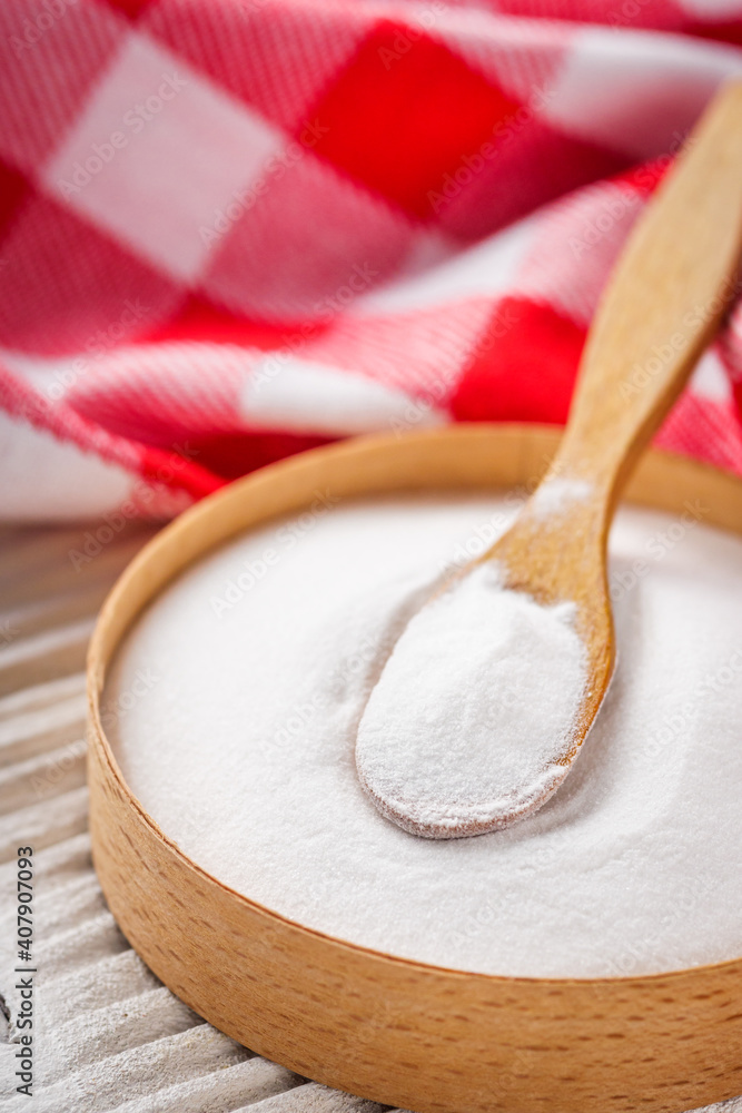 baking soda powder on wooden rustic background background baking soda powder on wooden rustic background background